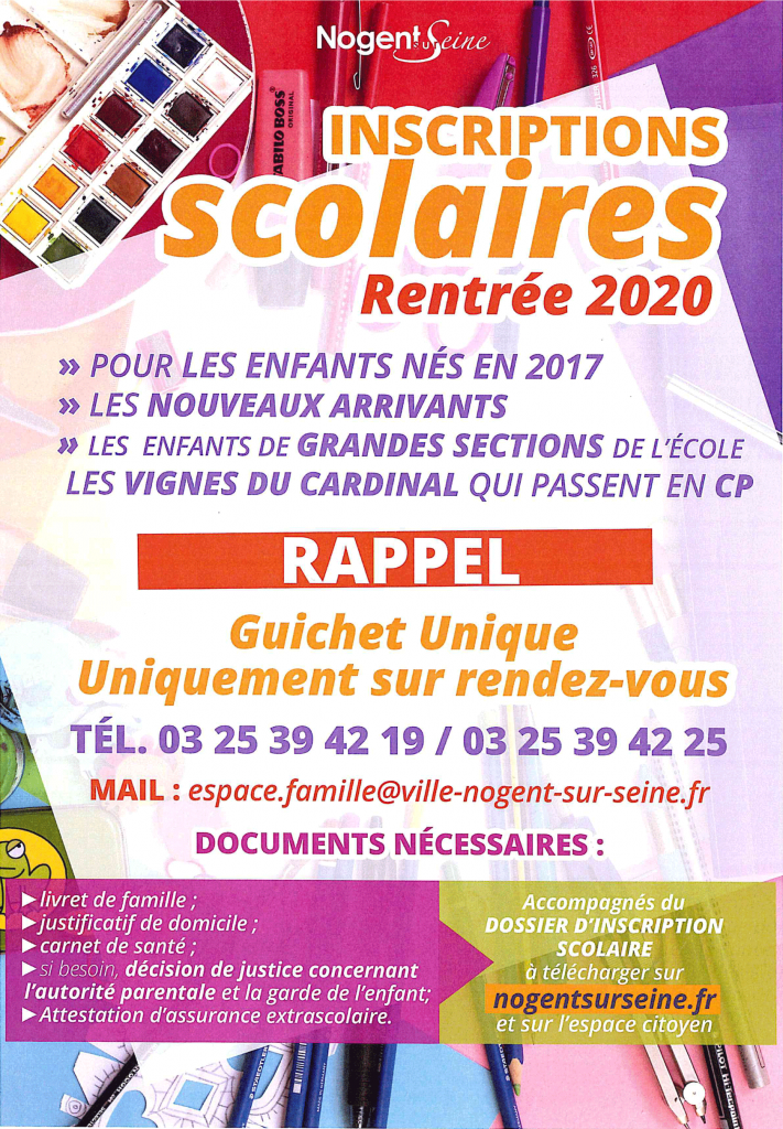 Affiche Inscriptions scolaires